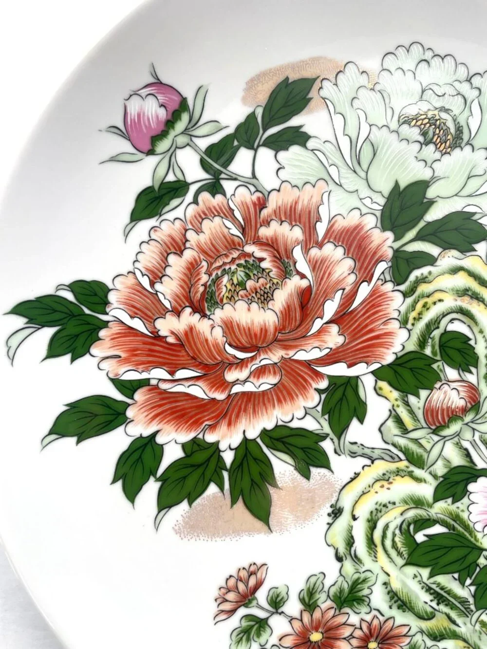 Vintage Japanese Porcelain Plate With Peony Floral Design Wall Plate Decor